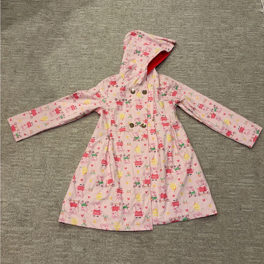 Adorable Pink Hooded RainCoat with Pepa Pig Print